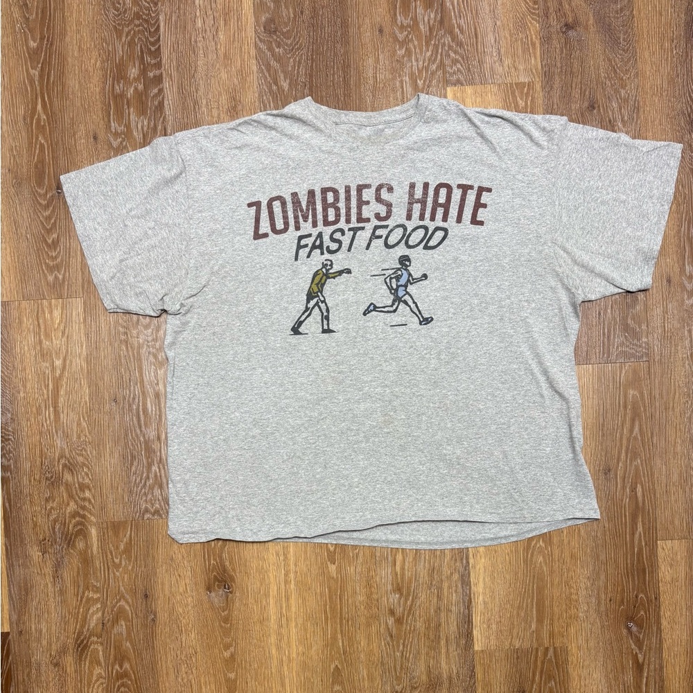 Zombies Hate Fast Food Graphic Tee - Light Heather Gray